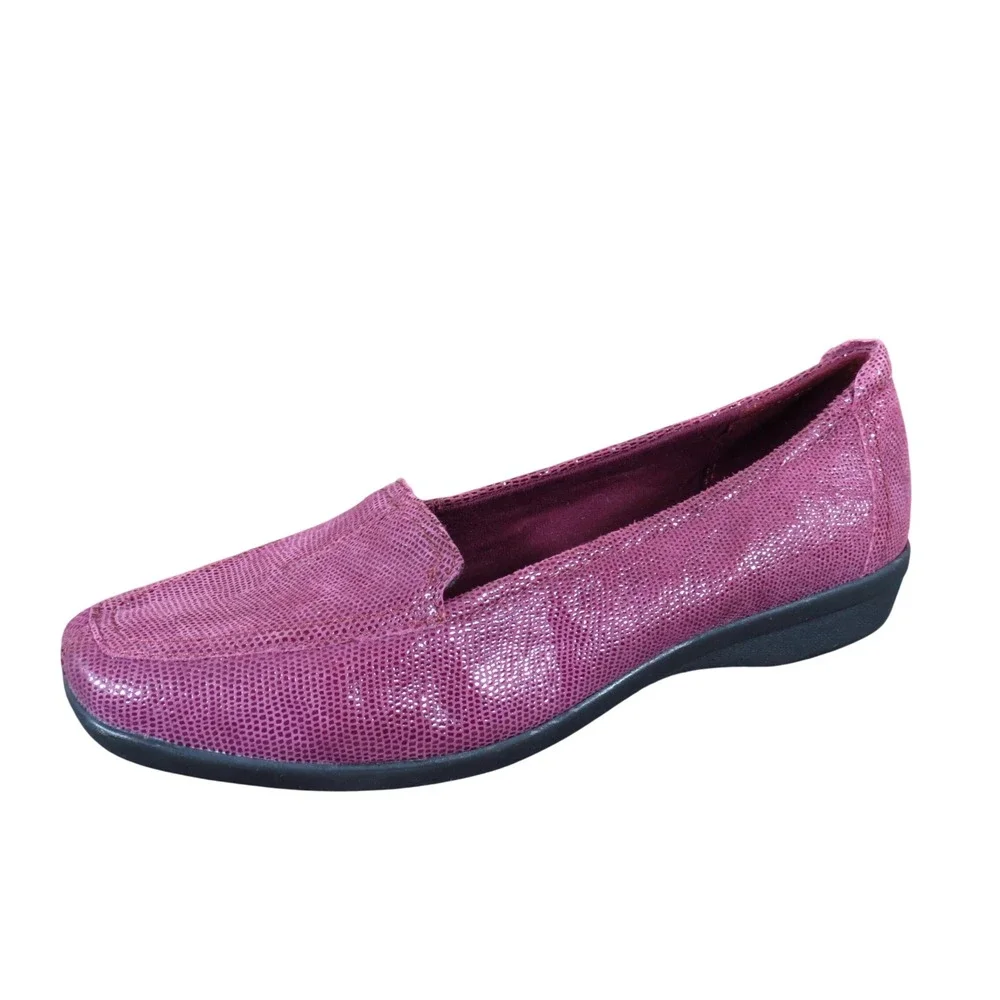 Clarks Haydn Gloss Women Loafer 6.5 M Casual Professional Burgundy Leather